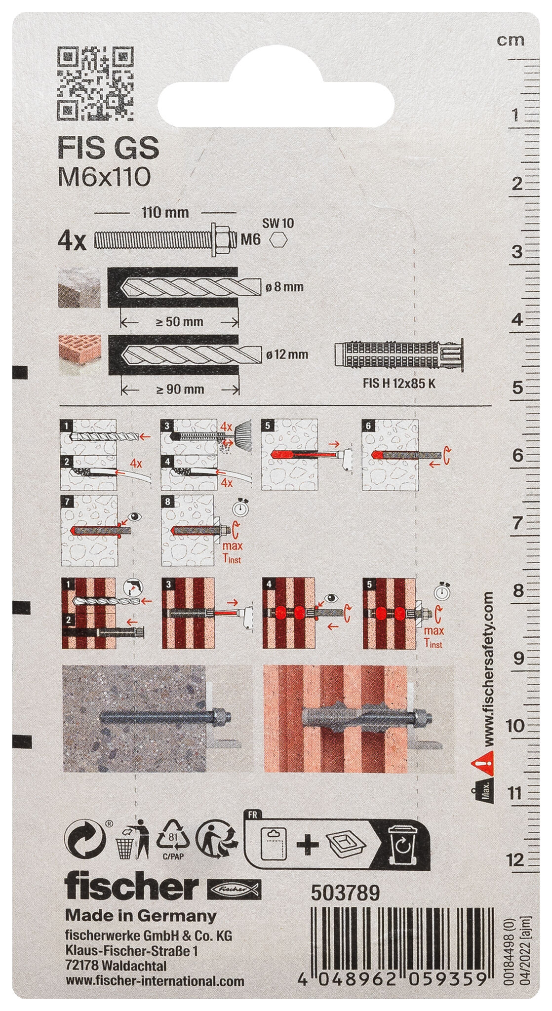 Packaging: "fischer Draadstang FIS GS M6 x 110 K"