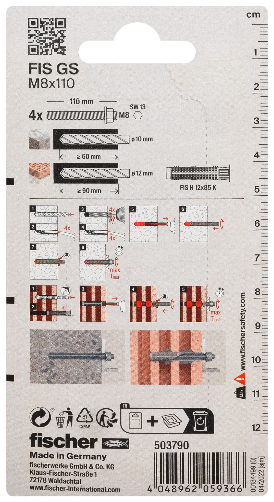 Verpackung: "fischer Gewindeanker FIS GS M8 x 110 K"