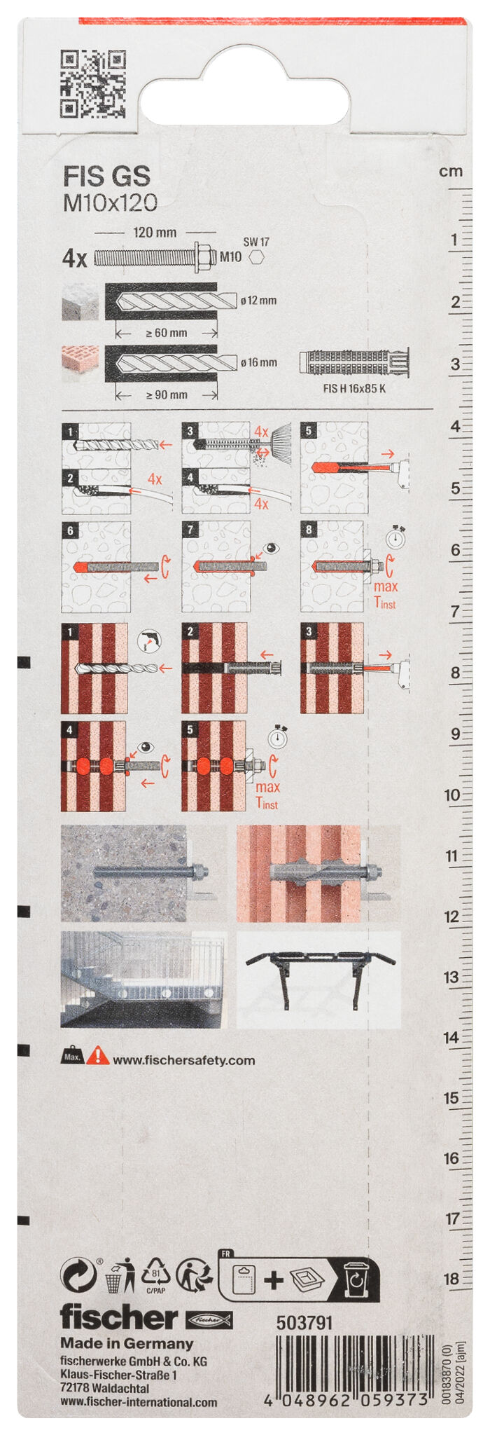 Verpackung: "fischer Gewindeanker FIS GS M10 x 120 K"