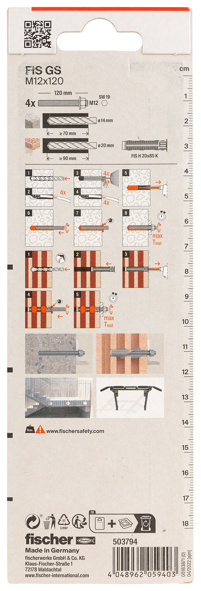 Packaging: "fischer Draadstang FIS GS M12 x 120 K"