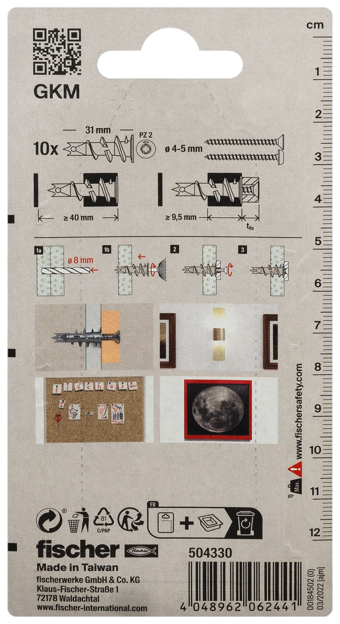 Packaging: "Plasterboard fixing metal GKM K"