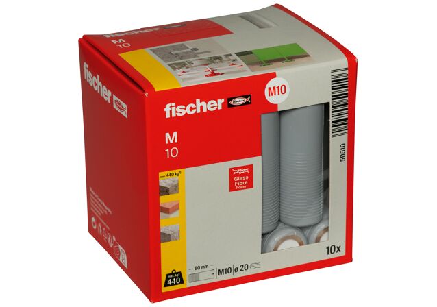 Packaging: "El potente taco de expansión de Nylon con cono de latón para roscas métricas. (10 uds)"