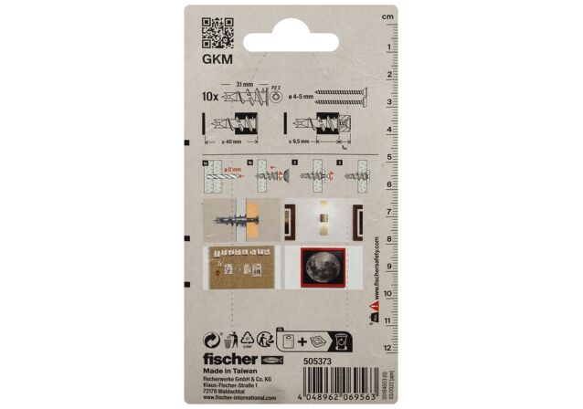Packaging: "fischer Gipsplug metal GKM K"