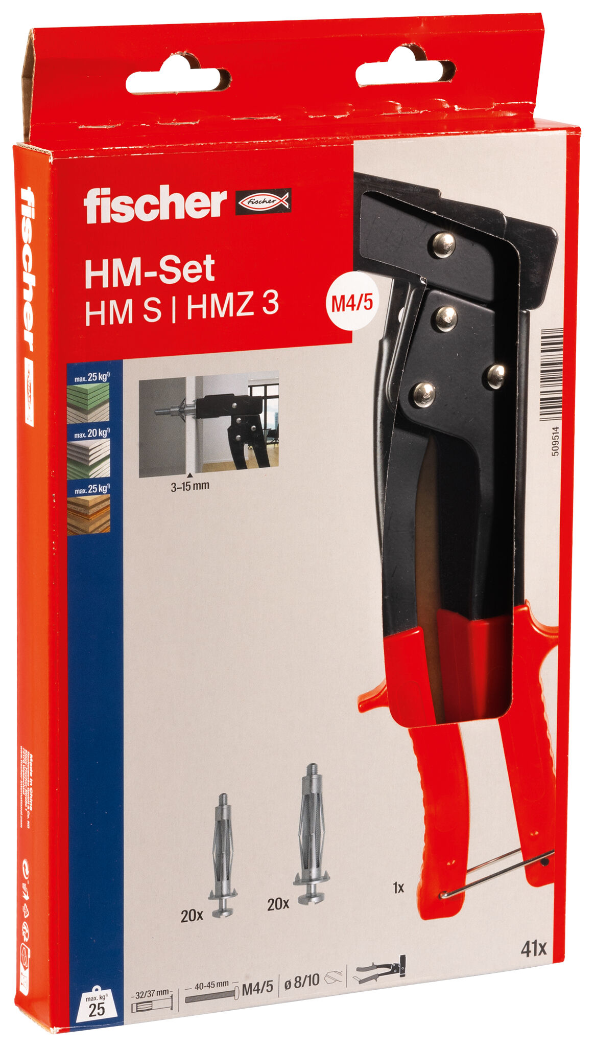 Packaging: "Kit Pince avec 40 chevilles pour corps creux HM + vis"