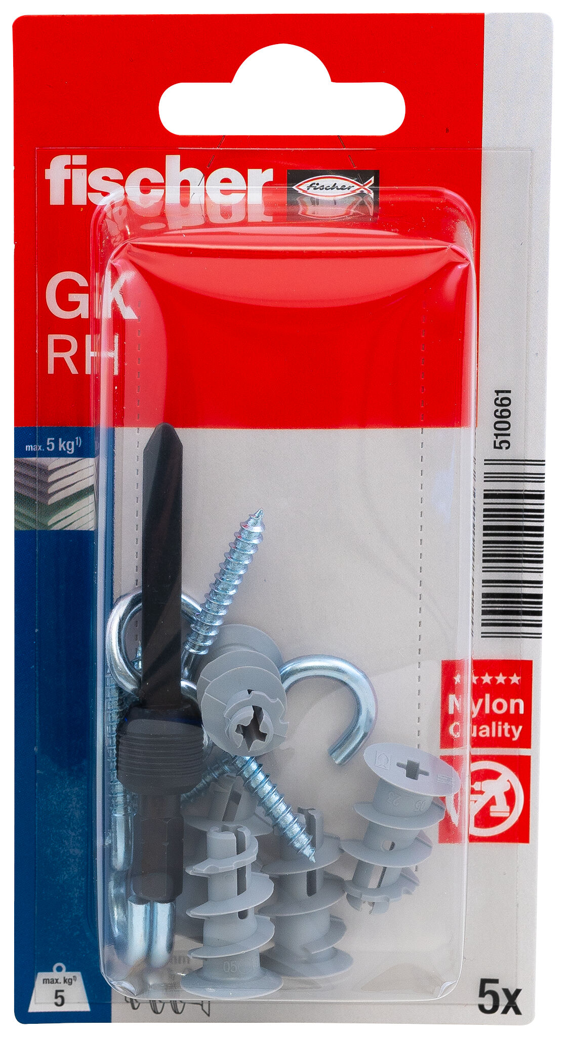 Packaging: "fischer Plasterboard fixing GK RH with round hook K SB-card"