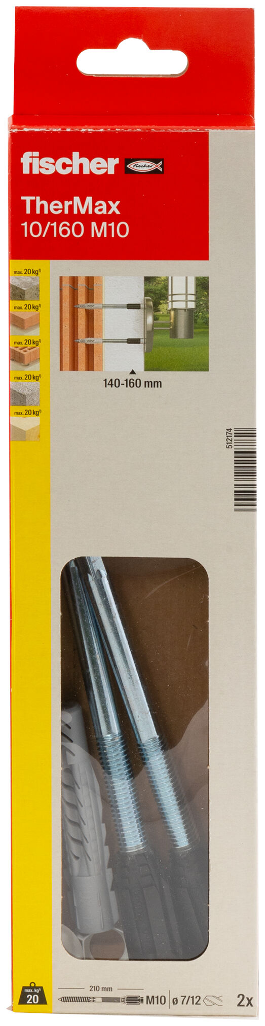 Packaging: "fischer stand-off installation TherMax 10/160 M10 (2)"