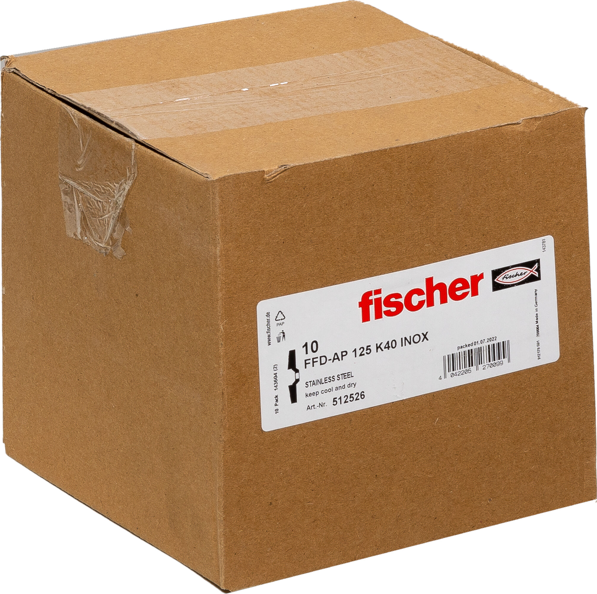 Packaging: "Disc lamelar fischer FFD-AP 125 K40 pentru inox"