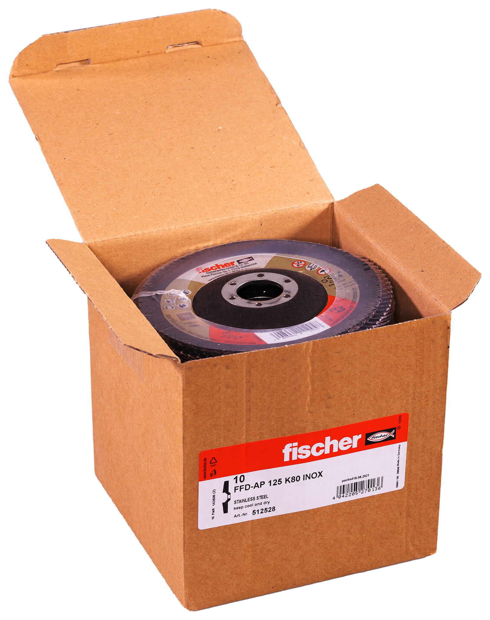 Balení: "Brusný lamelový talíř fischer FFD-AP 125 K80 INOX"