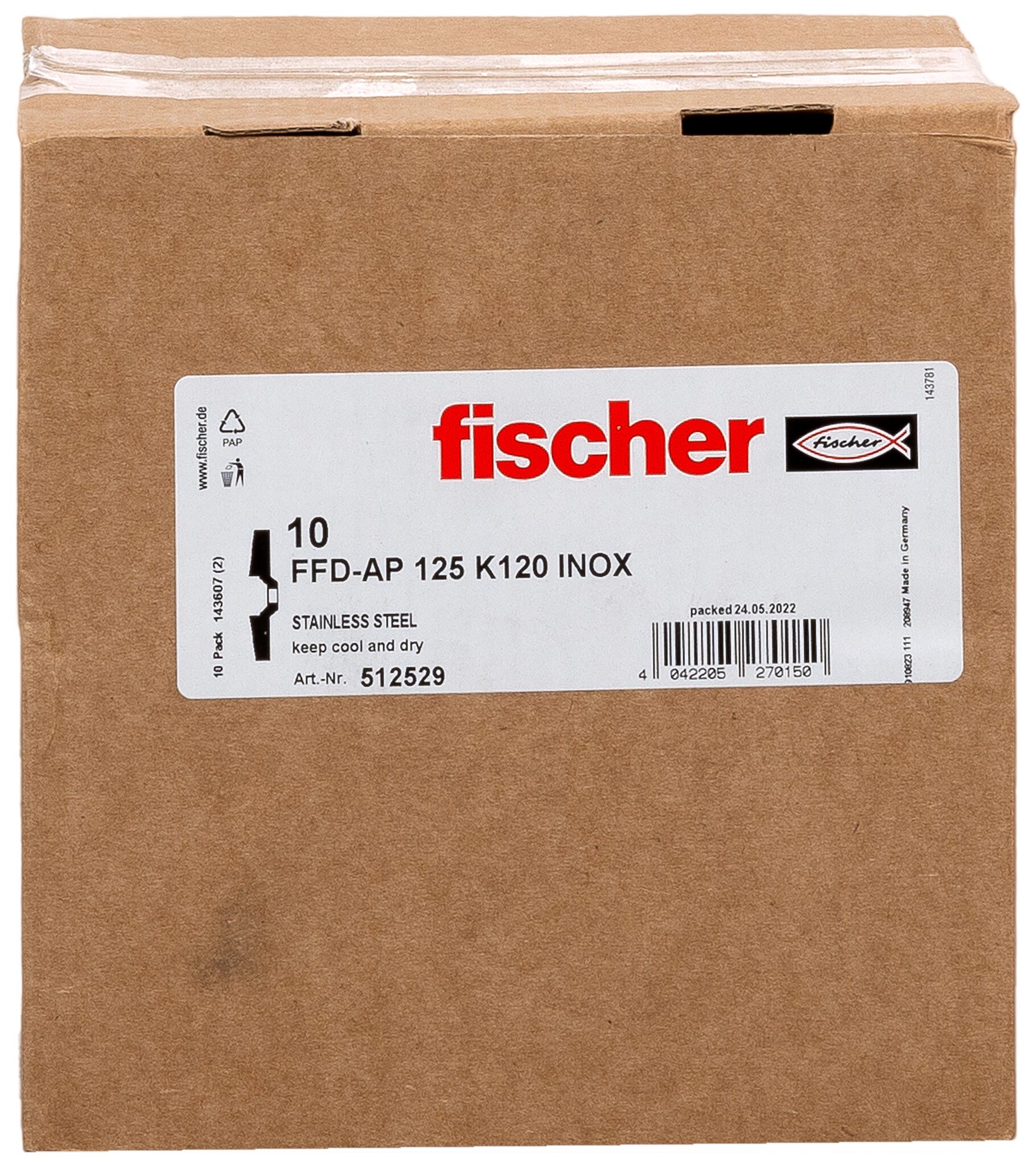 Packaging: "fischer flap disc FFD-AP 125 K120 inox"