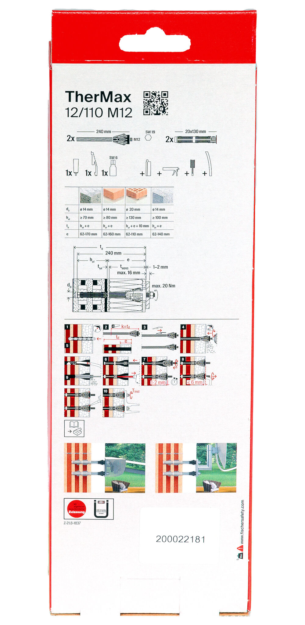 Packaging: "fischer stand-off installation TherMax 12/110 M12 gvz"