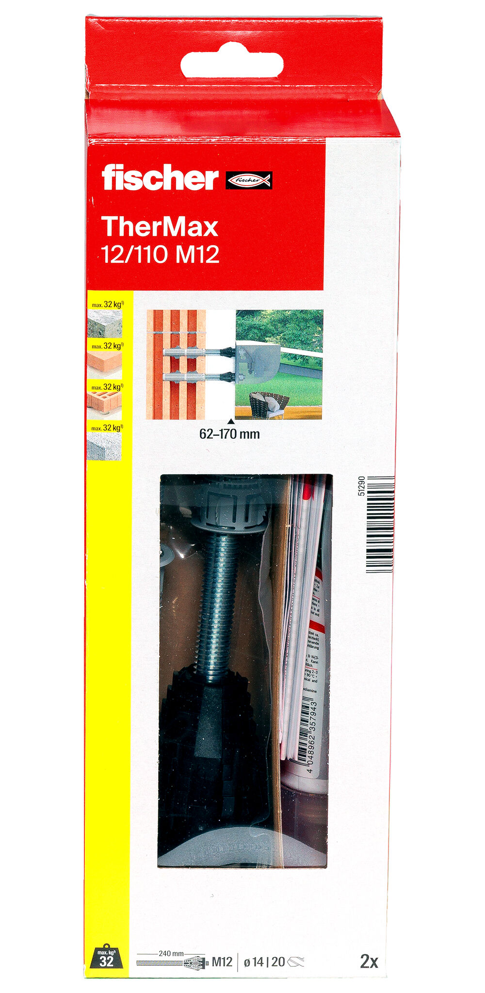 Packaging: "fischer stand-off installation TherMax 12/110 M12 gvz"