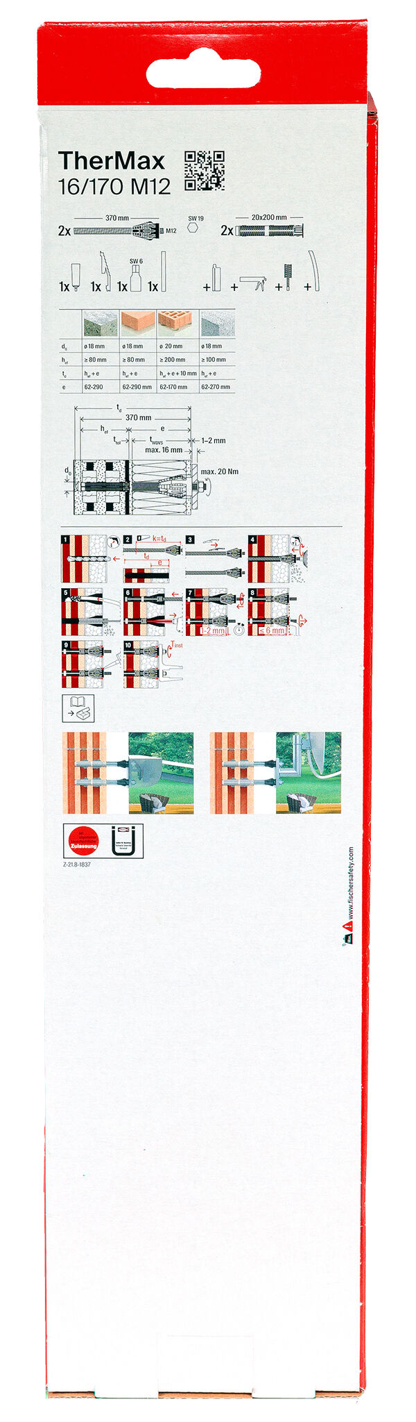 Packaging: "fischer systém pre dištančné montáže TherMax 16/170 M12 B"