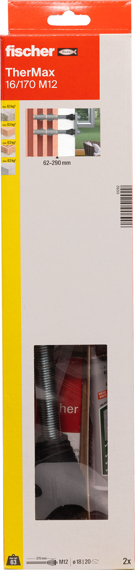 Kit Tasselli Fischer Thermax Per Cappotto Termico - M12, Fino 170mm, Per Carichi Pesanti, 20 Pezzi - Foto 9