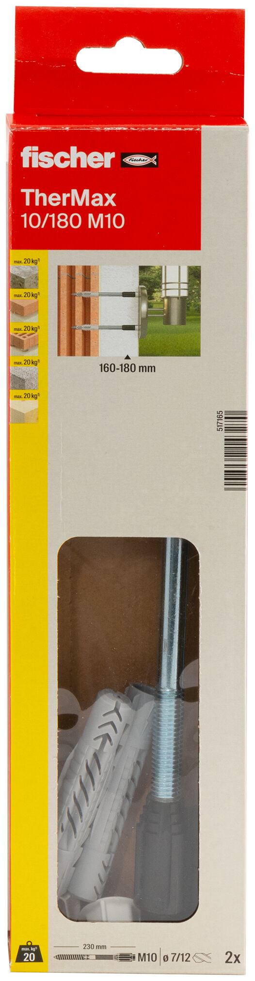 Packaging: "fischer stand-off installation TherMax 10/180 M10 (2)"