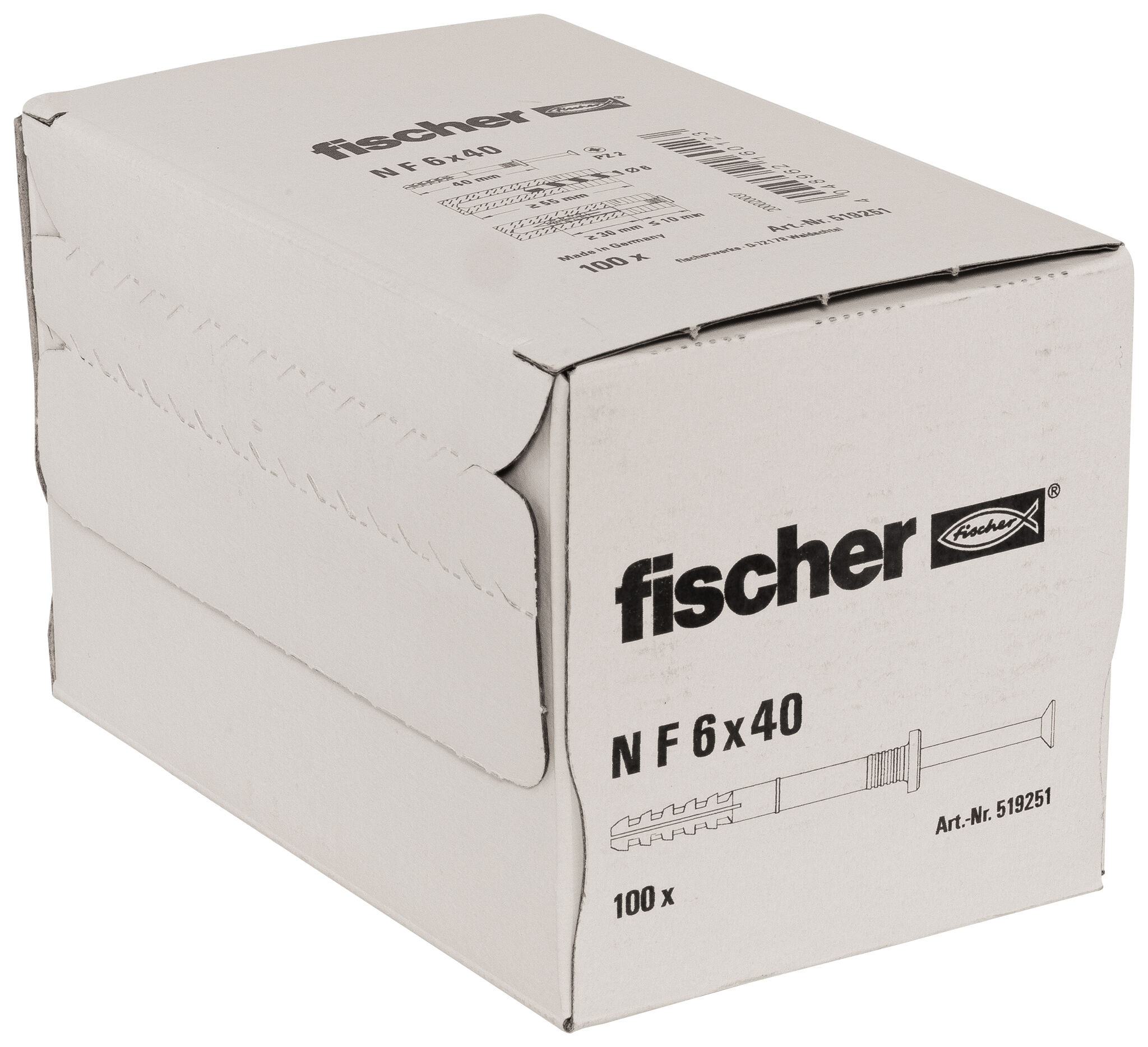 Verpackung: "fischer Nageldübel N F 6 x 40"