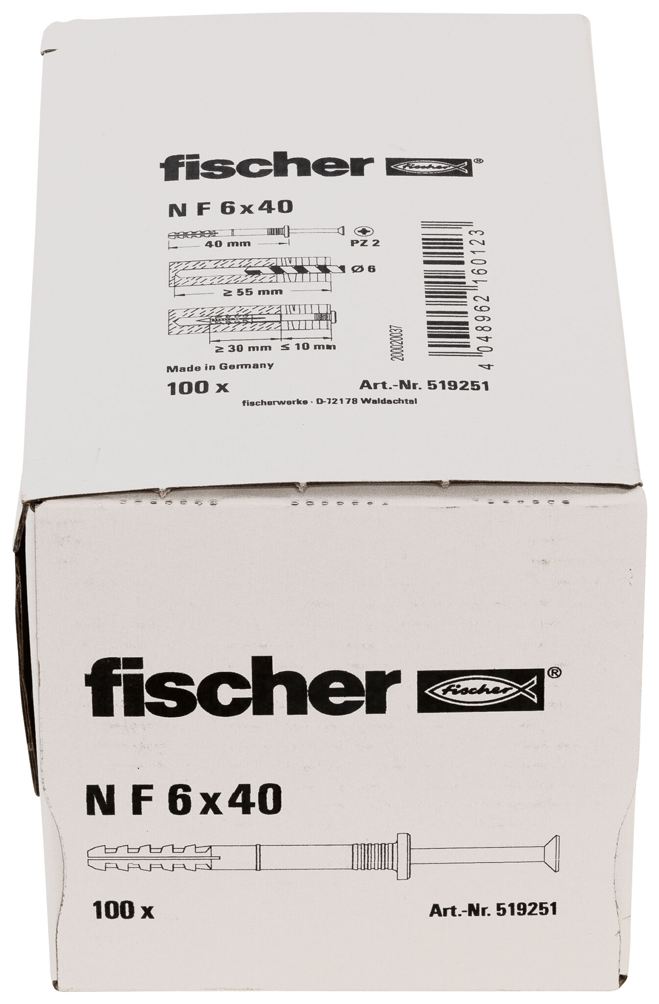 Verpackung: "fischer Nageldübel N F 6 x 40"