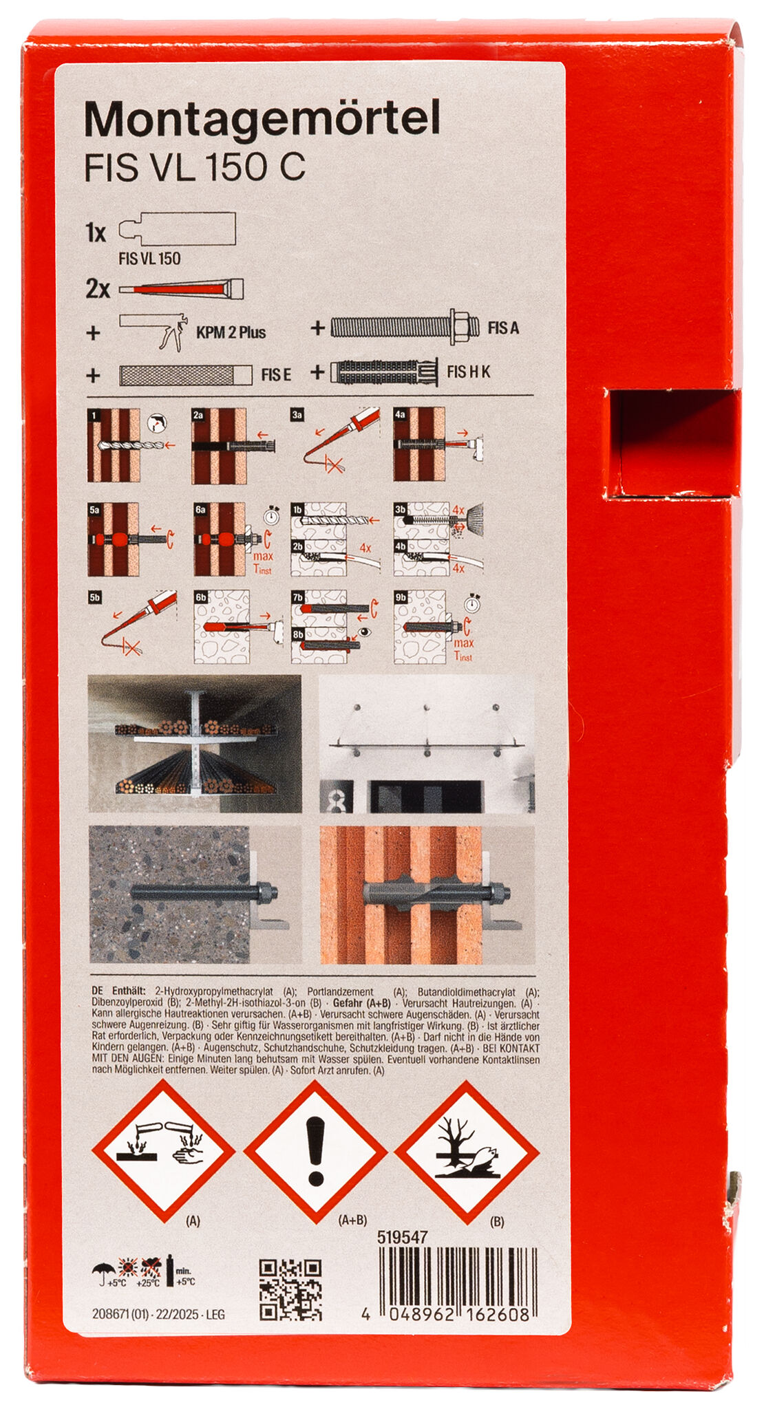 Verpackung: "fischer Montagemörtel FIS VL 150 C"
