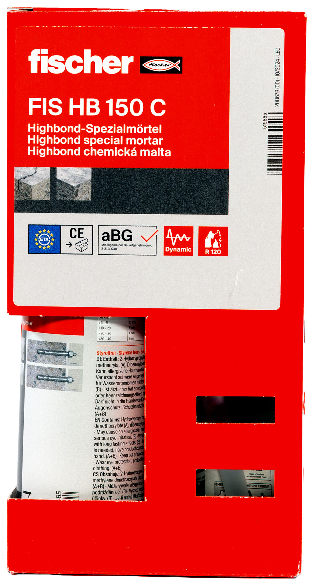 Packaging: "fischer injection mortar FIS HB 150 C"