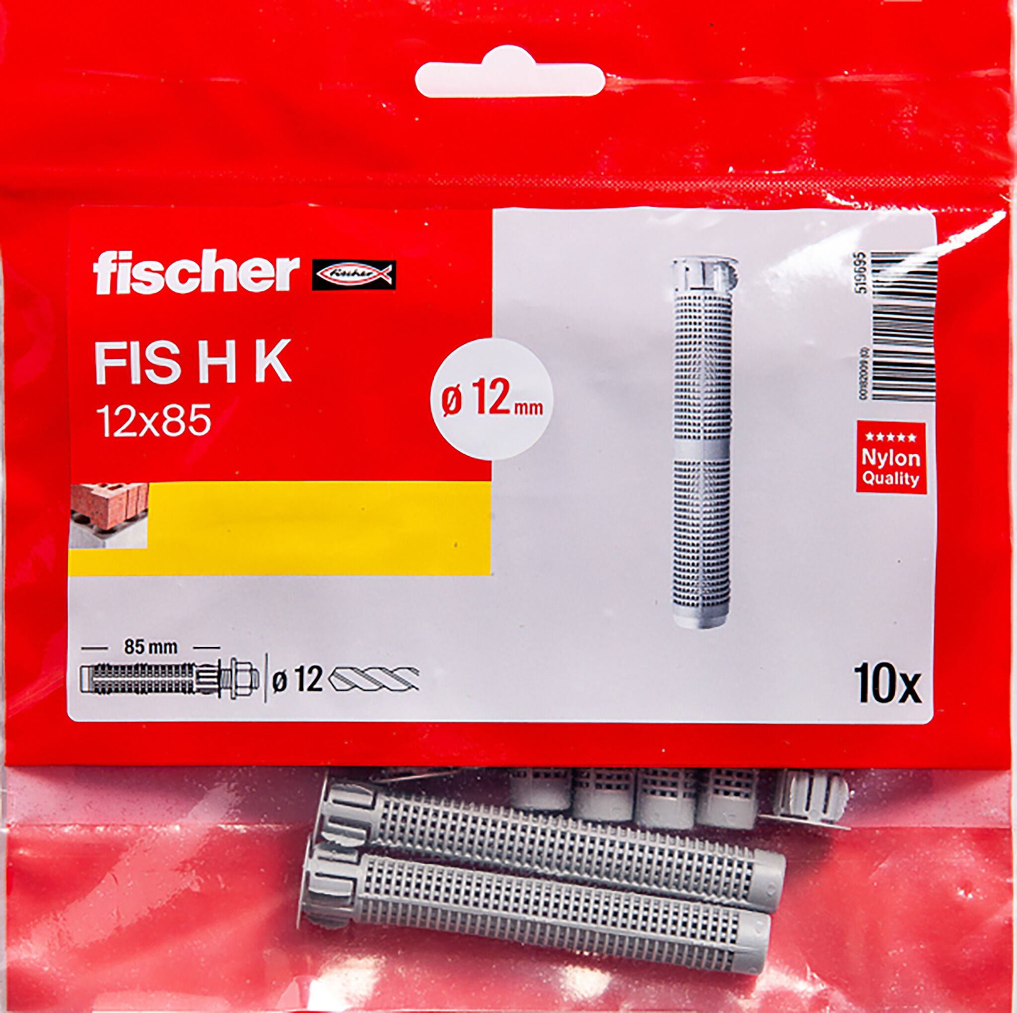 Packaging: "Tamis d'injection FIS H K 12x85 /10B en plastique"
