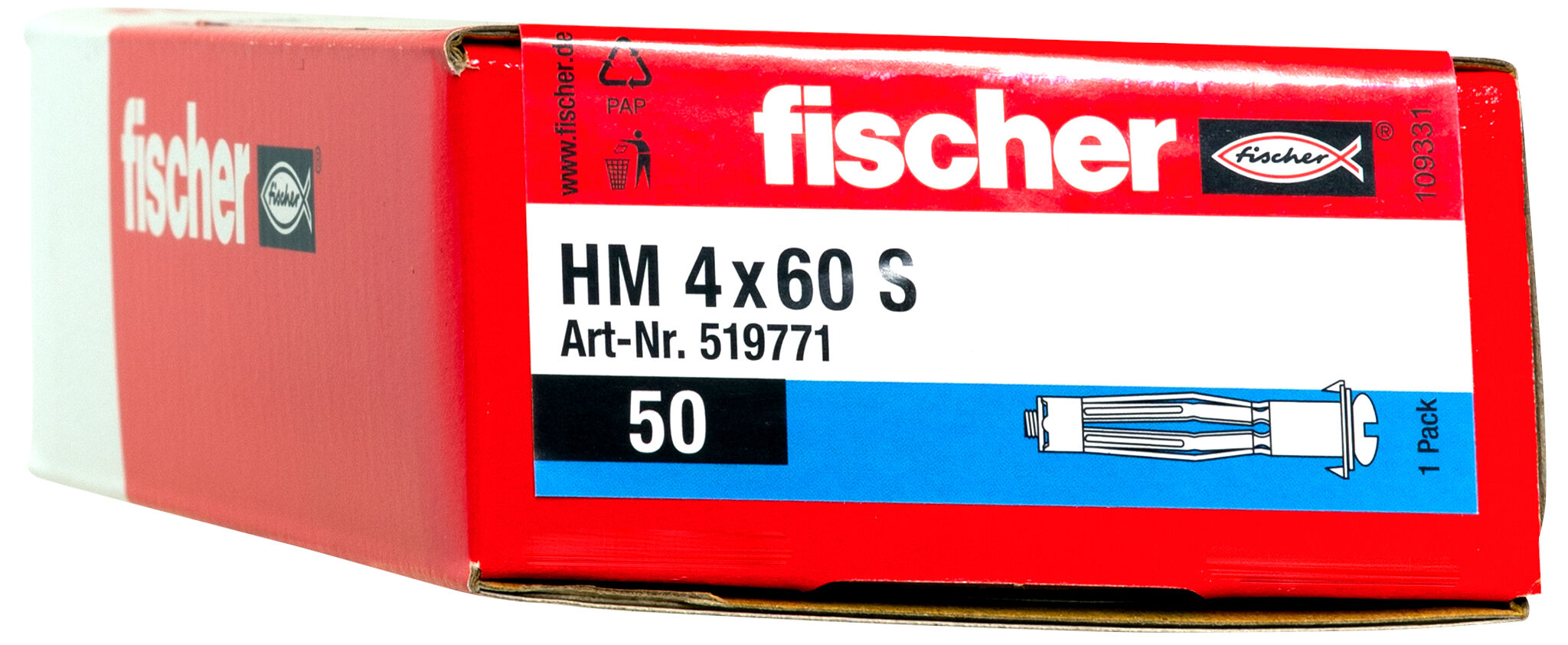 Packaging: "fischer Metal cavity fixing HM 4 x 60 S with metric screw"