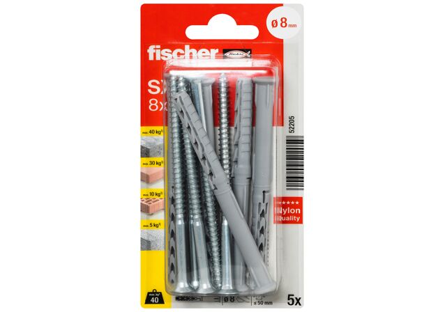 Packaging: "fischer Frame fixing SXR 8 x 100 Z with countersunk wood screw K SB-card"