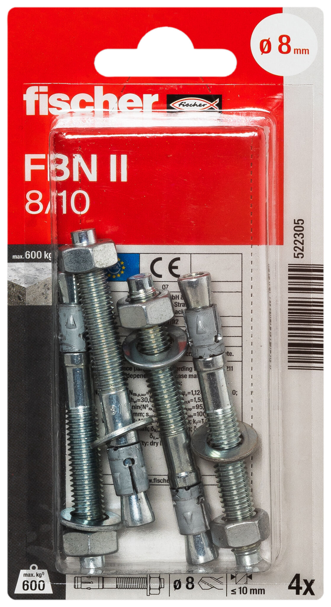 Packaging: "Anclaje perno FBN II 8/10 K NV"