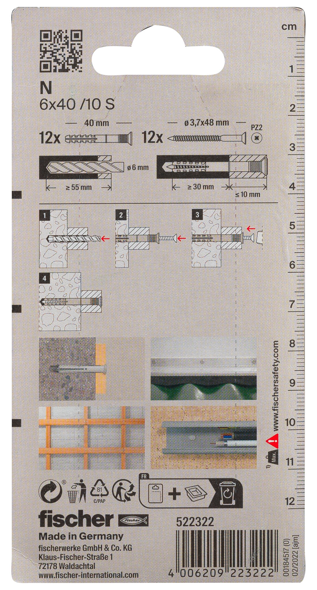 Packaging: "fischer N 6x40 S Καρφωτό βύσμα"