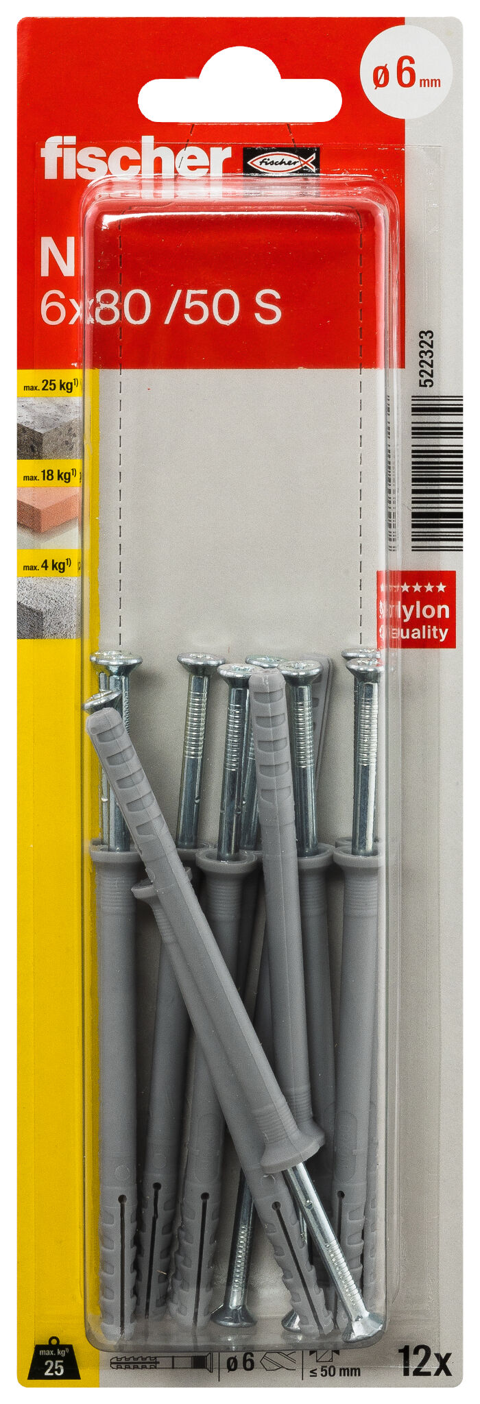 Packaging: "fischer Hammerfix N 6 x 80 S with countersunk head gvz SB-card"
