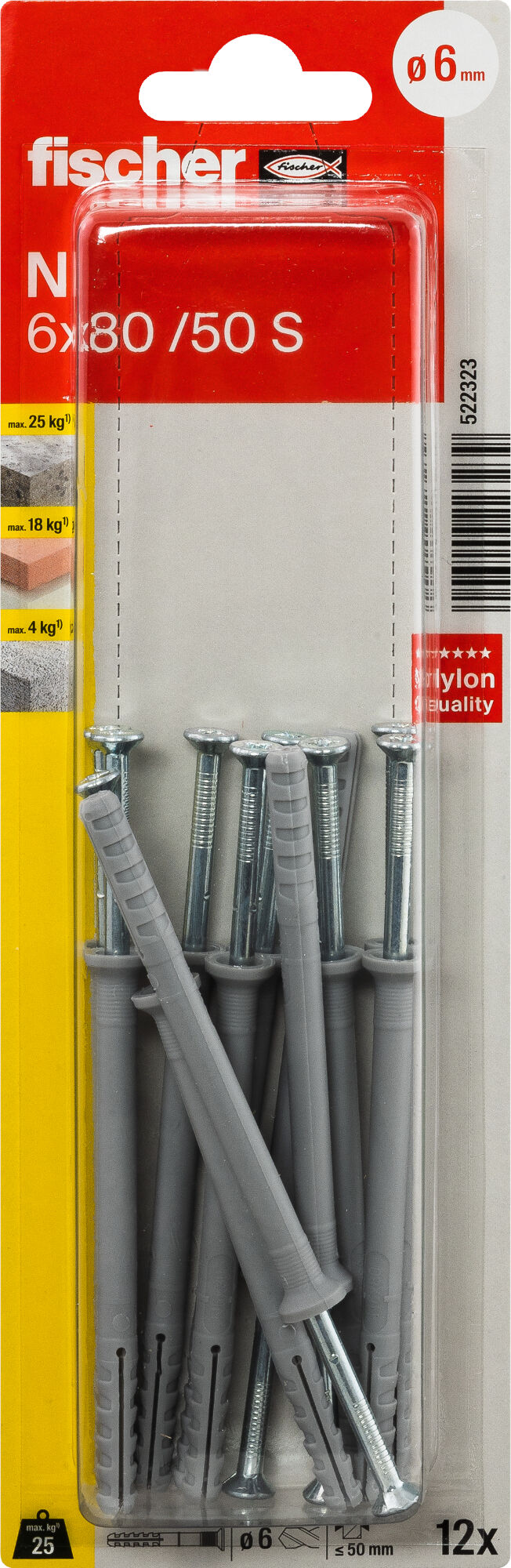 fischer Nageldübel N 6 x 40/10 S M 6 Anschlussgewinde | Fachhandel fischer Nageldübel N 6 x 40/10 S M 6 Anschlussgewinde | Fachhandel