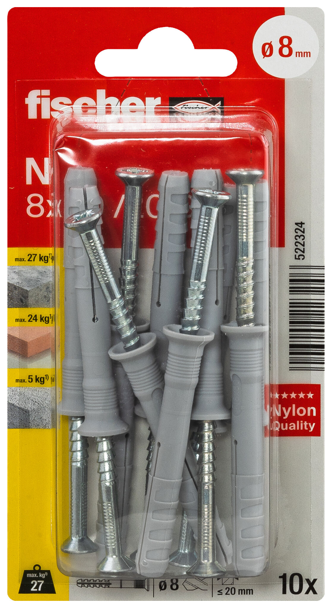 Packaging: "fischer Hammerfix N 8 x 60 S with countersunk head gvz SB-card"