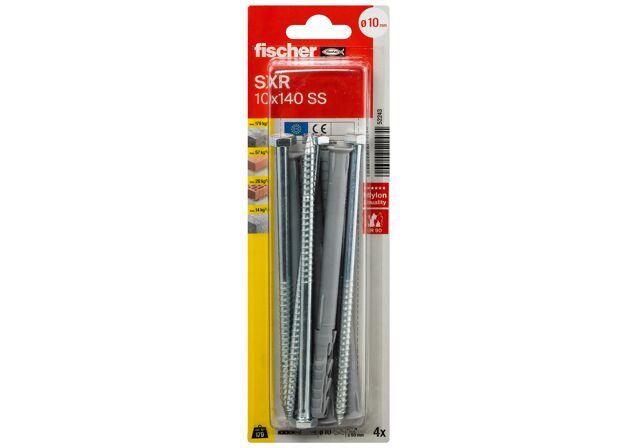 Packaging: "fischer Frame fixing SXR 10 x 140 SS K with hexagonal screw"