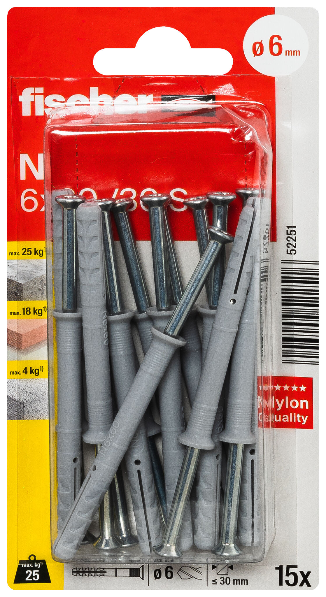 Packaging: "fischer Hammerfix N 6 x 60/10 S with countersunk head gvz SB-card"