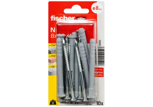 Packaging: "fischer Hammerfix N 8 x 80/40 S with countersunk head gvz SB-card"