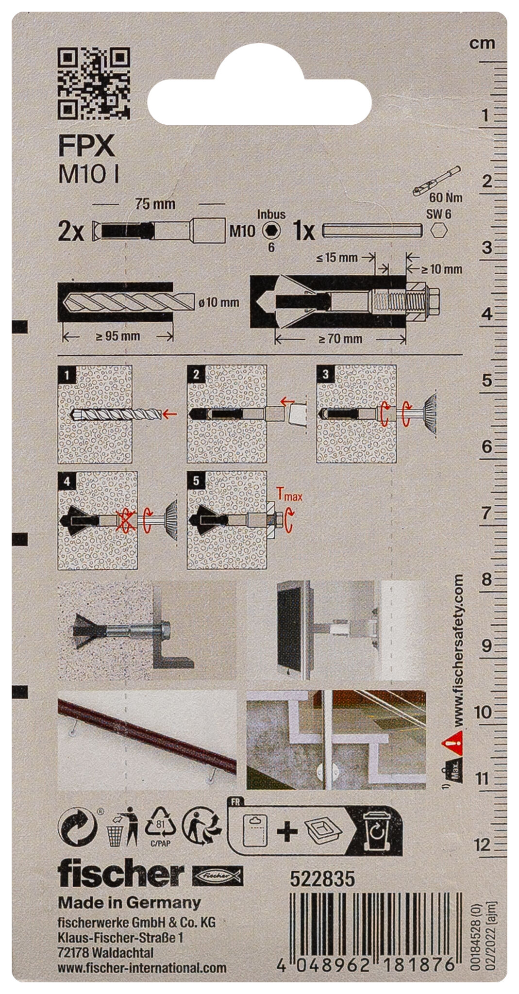 Packaging: &quot;fischer Aircrete anchor FPX-I M10 SB-card&quot;