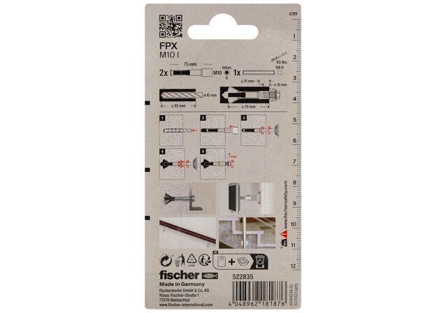 Packaging: "fischer kotva do pórobetónu FPX-I M10 SB"