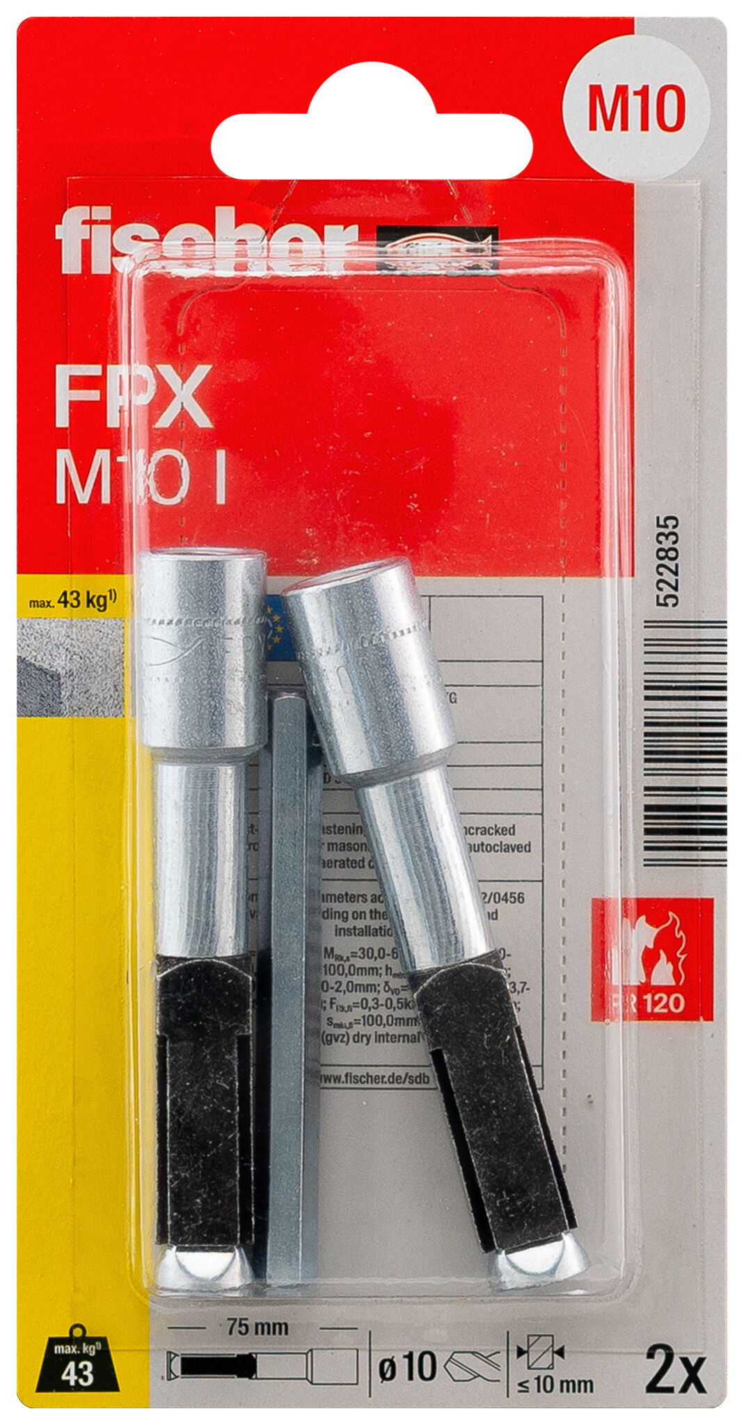 Packaging: &quot;fischer Aircrete anchor FPX-I M10 SB-card&quot;
