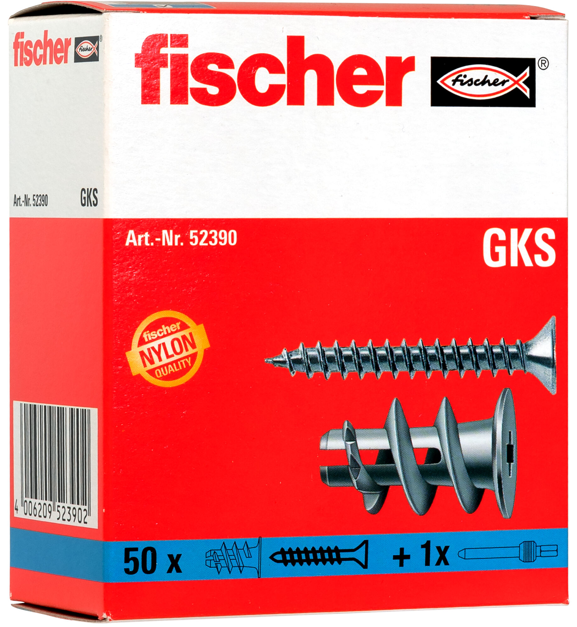 Verpackung: "fischer Gipskartondübel GK S mit Schraube"