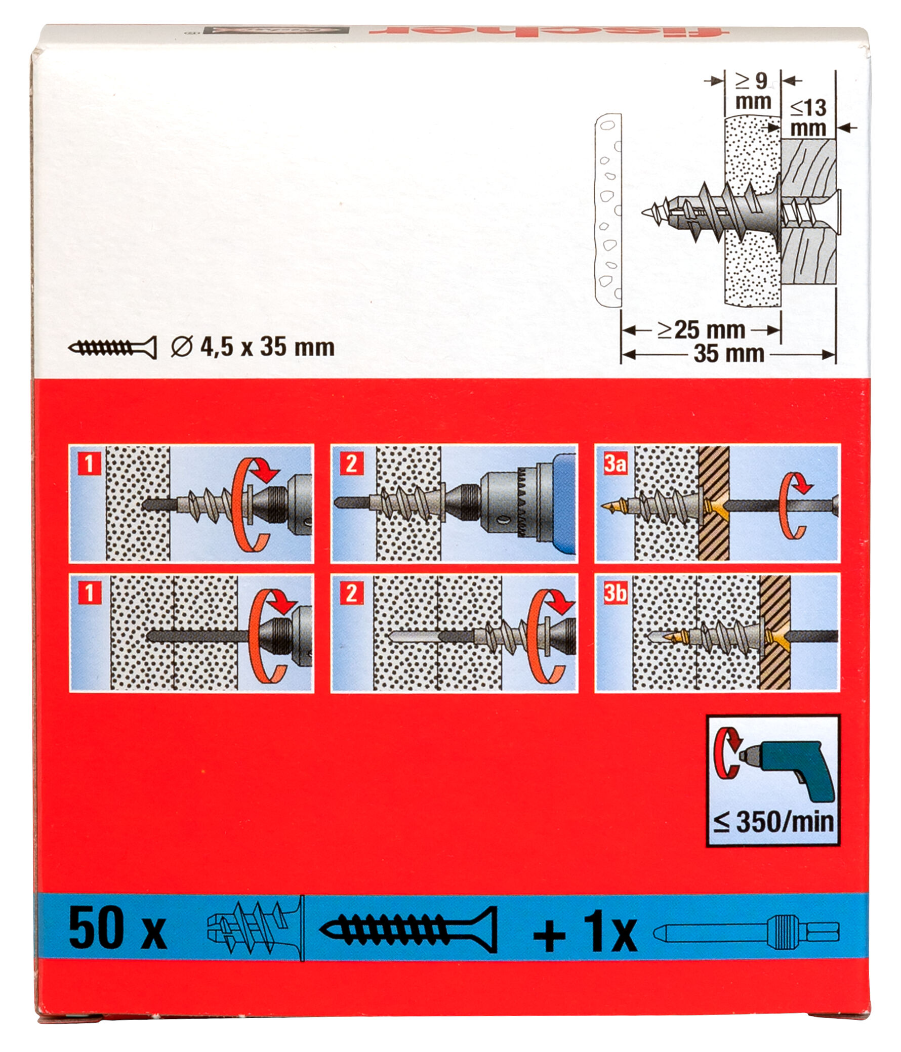 Verpackung: "fischer Gipskartondübel GK S mit Schraube"