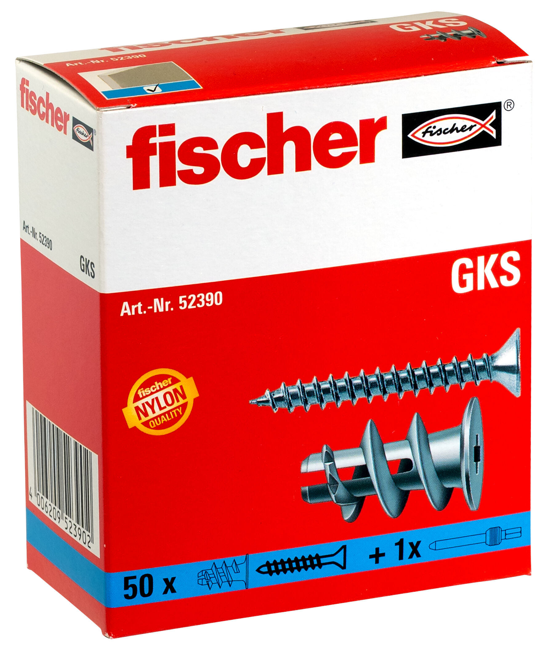 Verpackung: "fischer Gipskartondübel GK S mit Schraube"