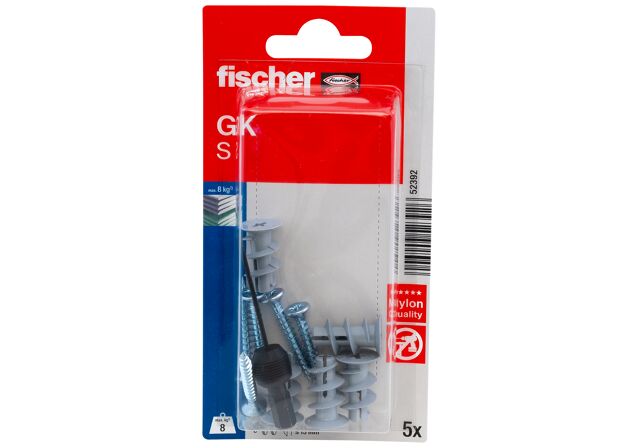 Verpackung: "fischer Gipskartondübel GK S mit Schraube"