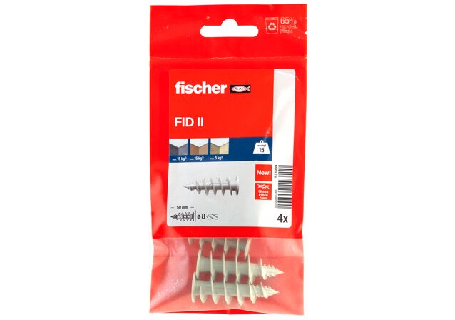 Packaging: "Cheville nylon FID II 4B pour fixation dans panneaux d'isolant PSE et PU / Sachet de 4"