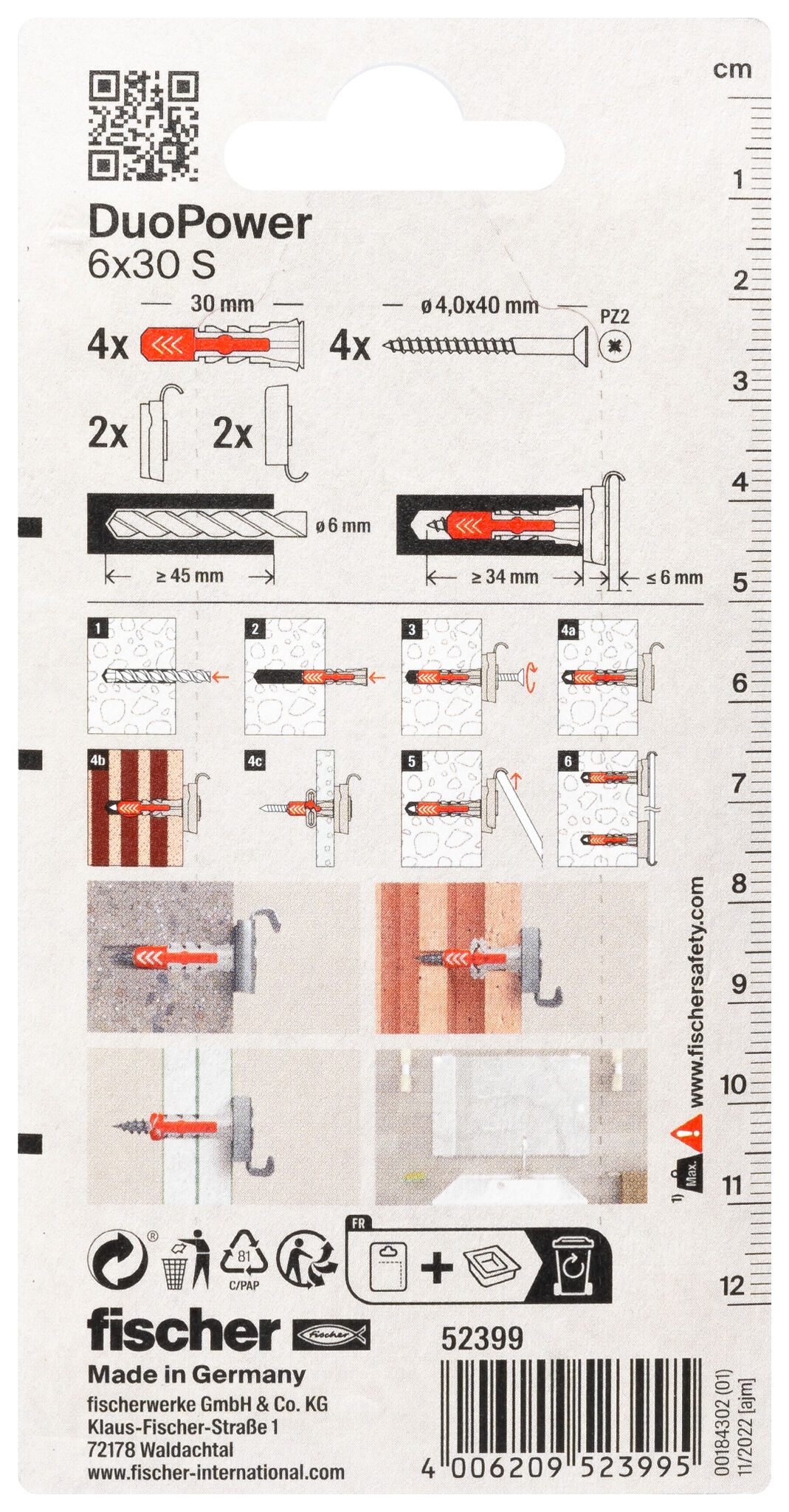 Verpackung: "fischer Montageset Ready2Fix Spiegel"