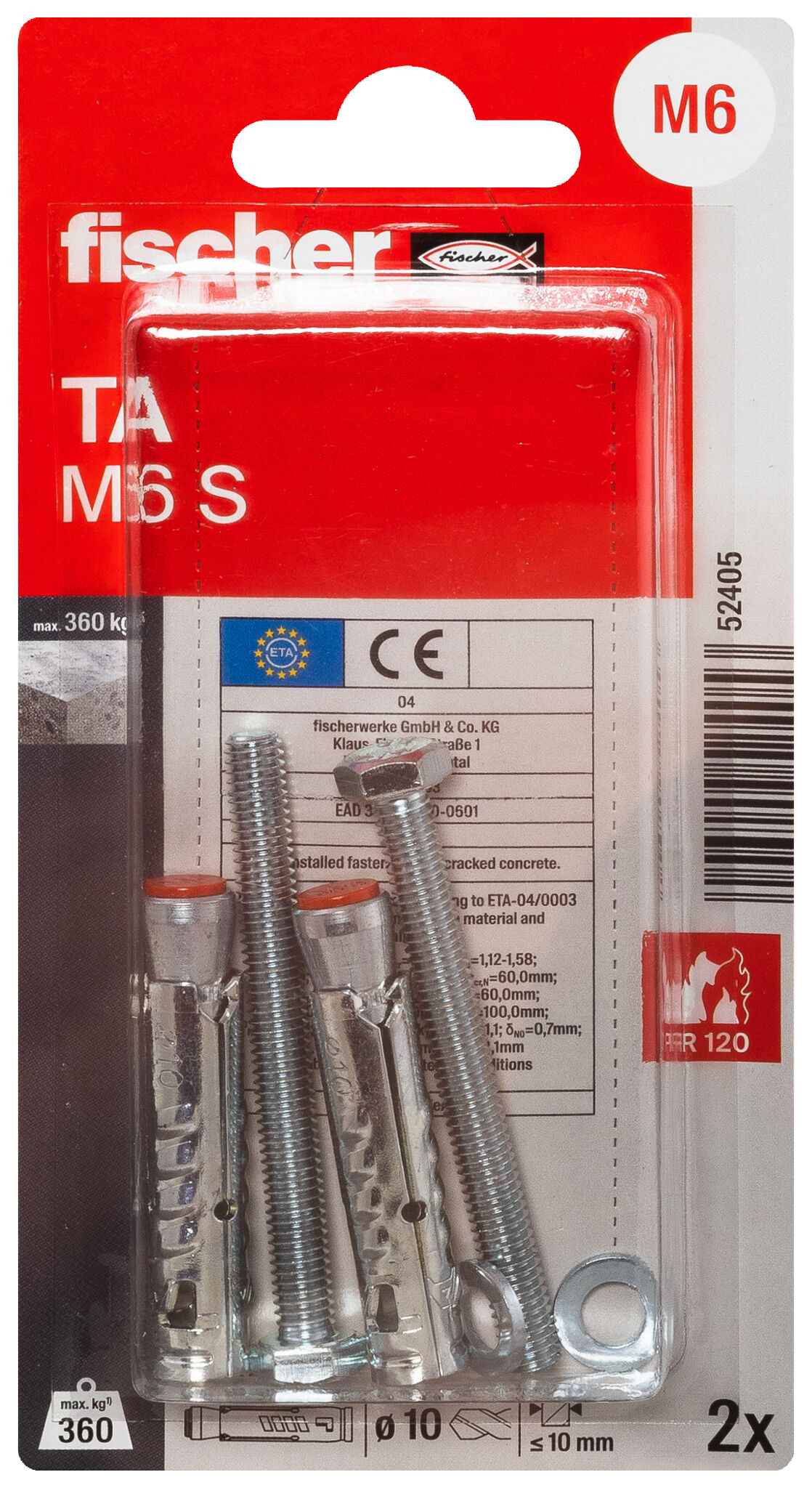 Packaging: "fischer Heavy-duty anchor TA M 6 S/10 K SB-card"