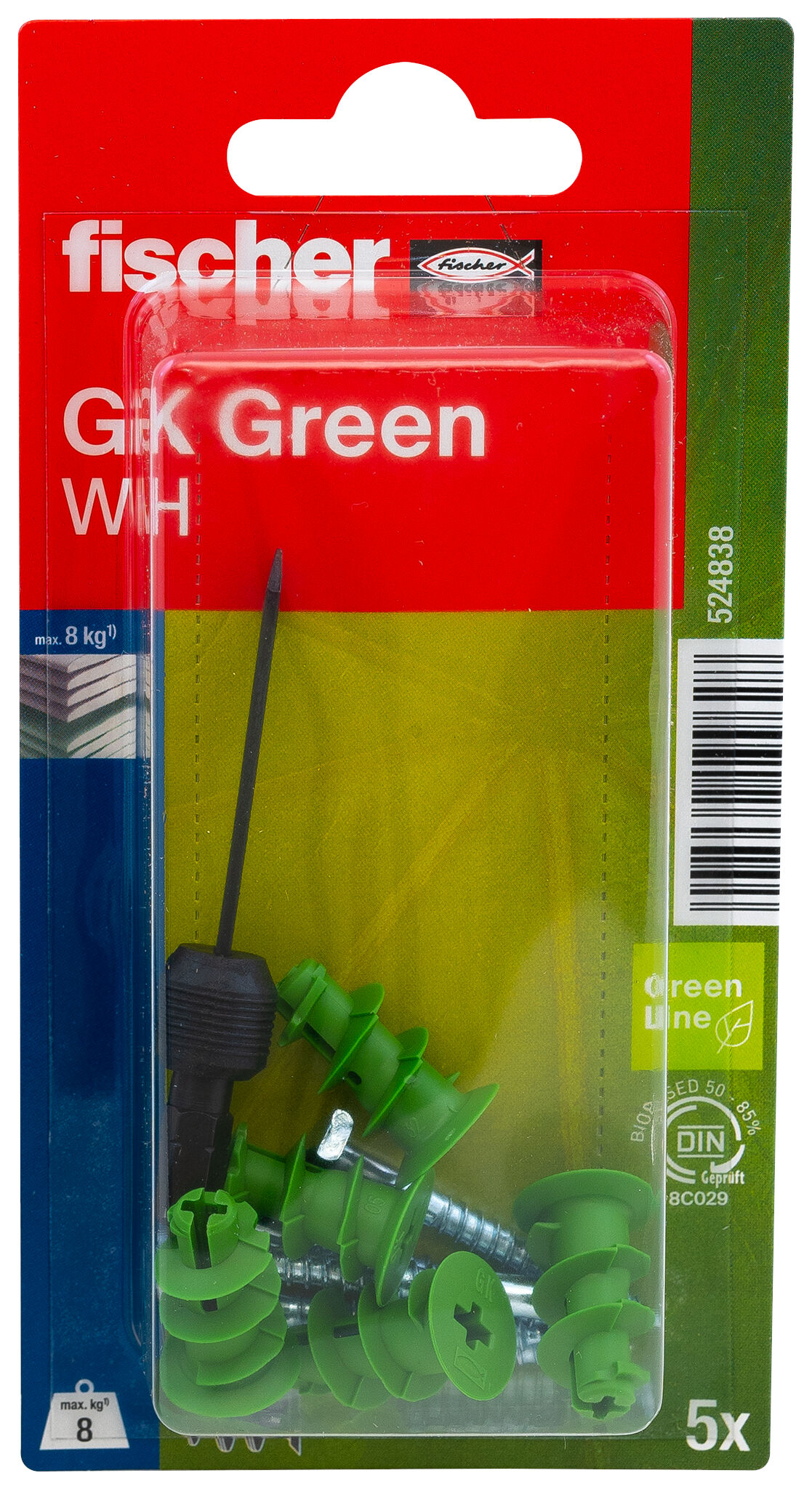 Packaging: "피셔 플라스터 보드용 앵커 GK Green WH 원형 훅 K"