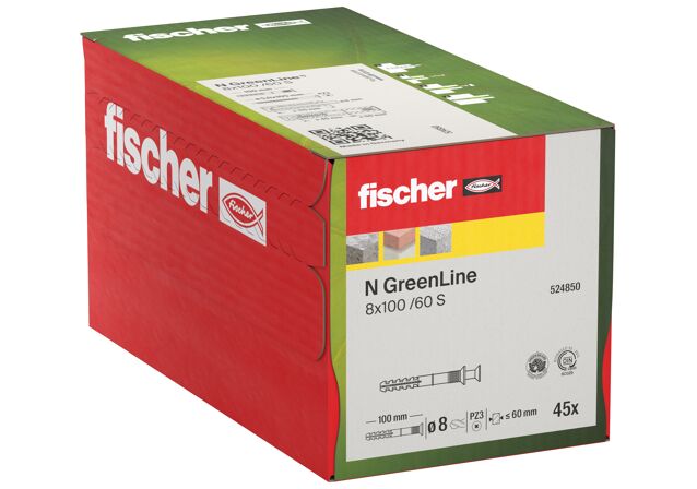 Verpackung: "fischer Nageldübel N GreenLine 8 x 100/60 S Senkkopf"