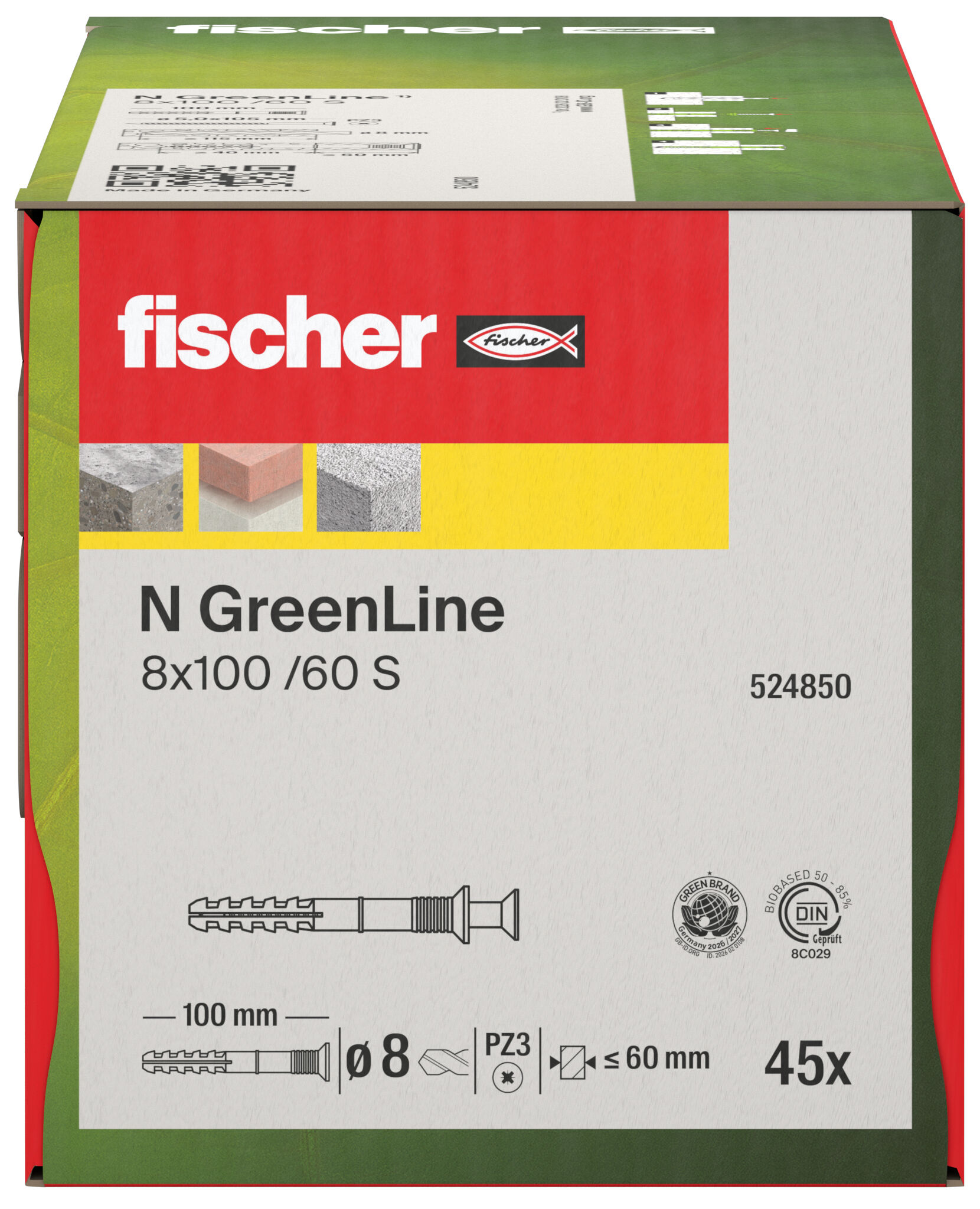 Packaging: "Hammerfix fischer N Green 8 x 100/60 S cu cap înecat gvz"