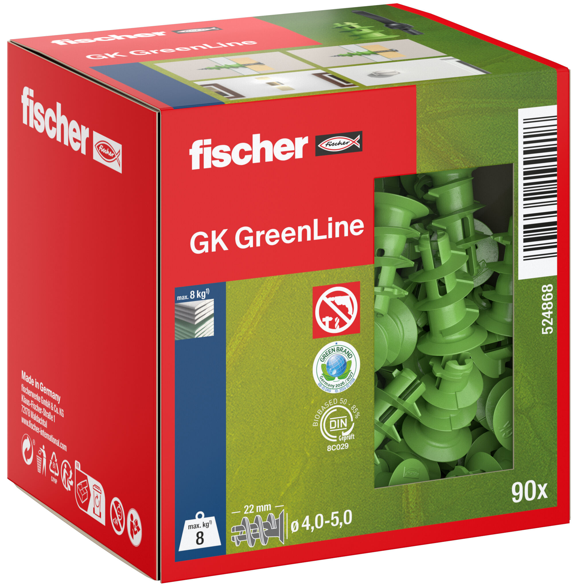 Packaging: "fischer hmoždinka pre sadrokartón GK Green"