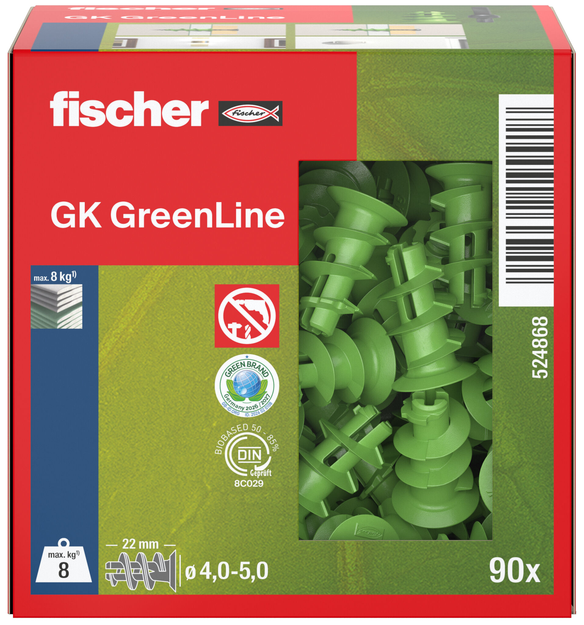 Packaging: "fischer hmoždinka pre sadrokartón GK Green"