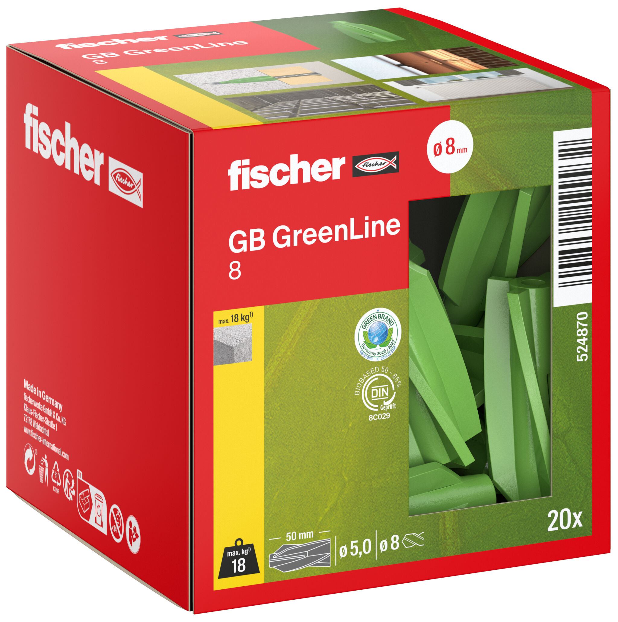 Packaging: "Cheville pour béton cellulaire GB GreenLine 8"