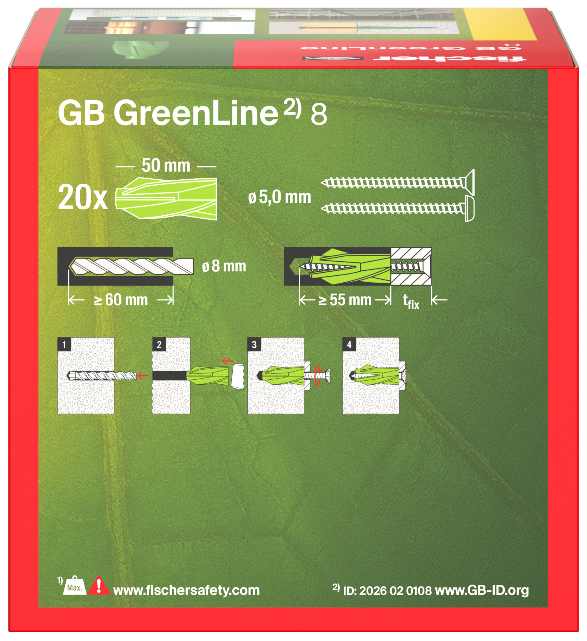 Packaging: "Cheville pour béton cellulaire GB GreenLine 8"